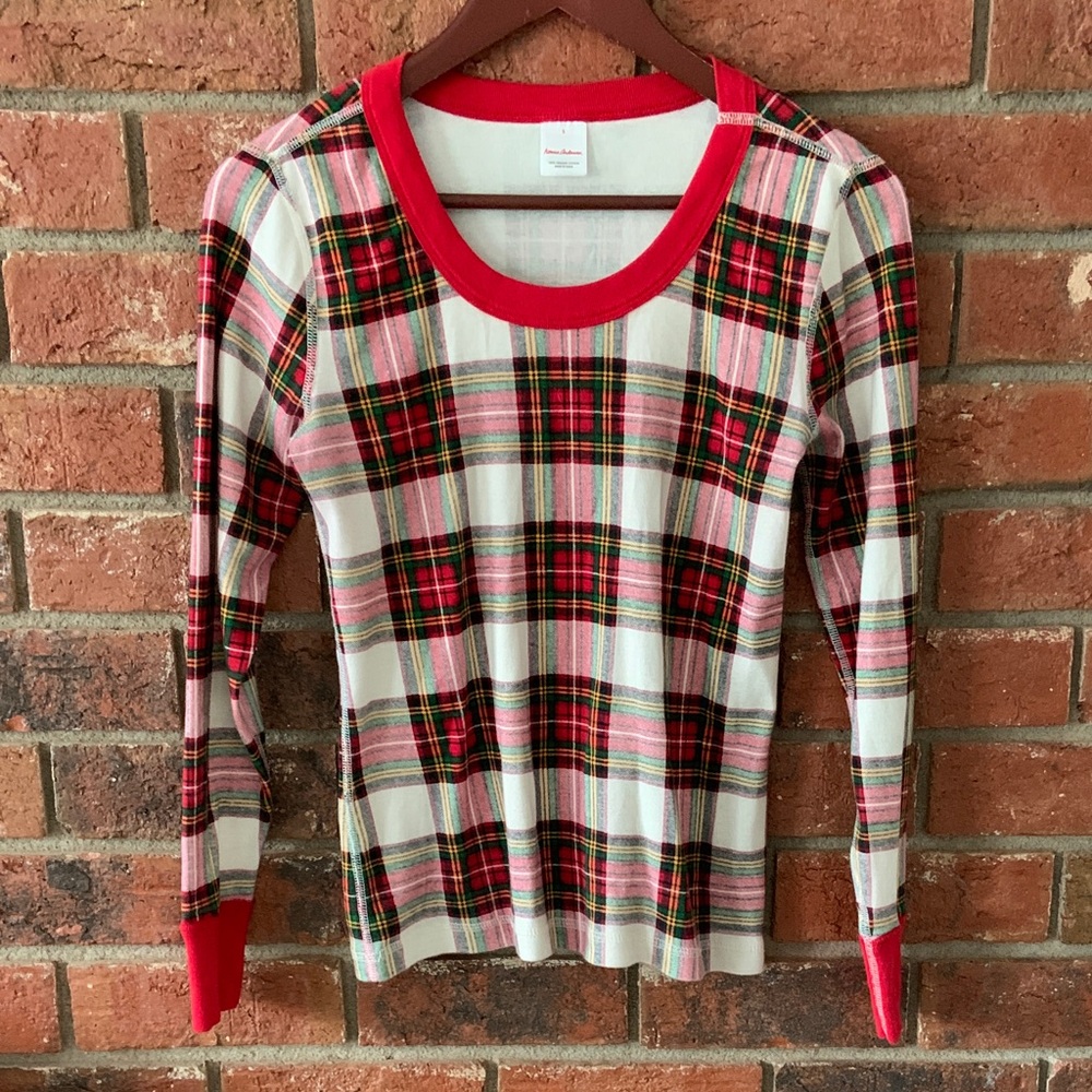 Hanna Andersson Red and White Plaid Christmas Cotton Pajama Top